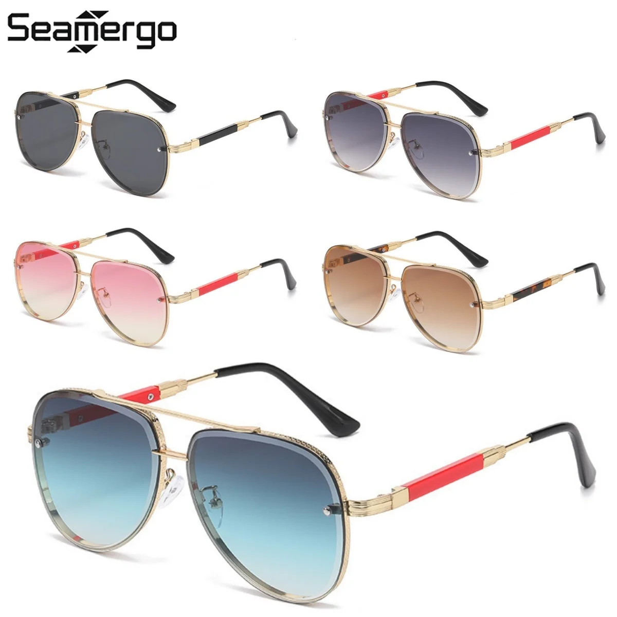 

SEAMERGO New Luxury Frame Sunglasses Unisex Fashion Oversized Sunglasses Stylish Outdoor Driving Sunglasses with UV Protection