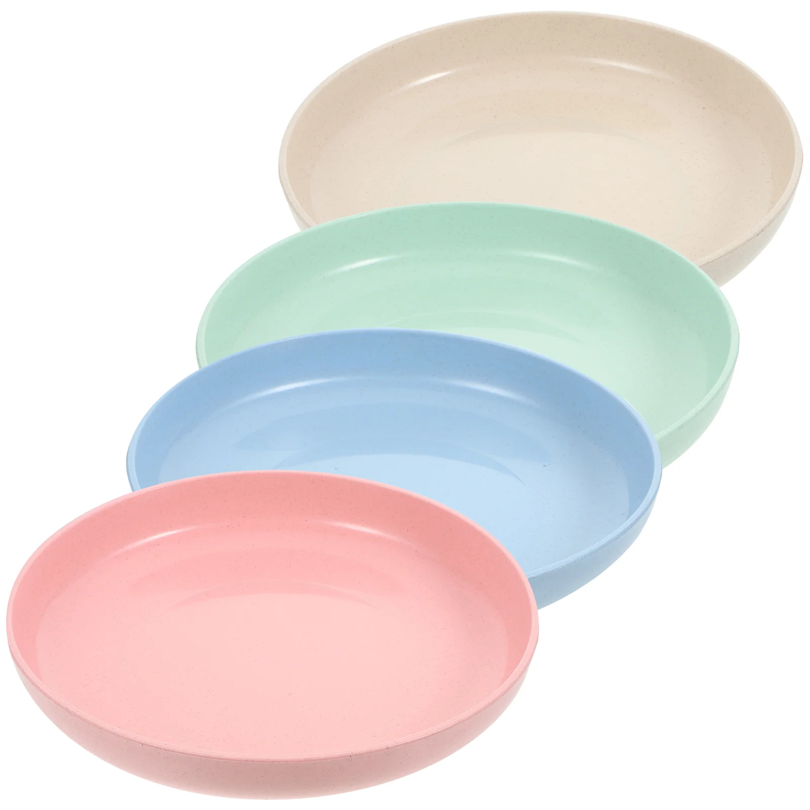 4 Pcs Straw Plate Easy to Clean Plates Daily Cooking Round Salad Unique Wheat Fiber Polypropylene (pp) Dish