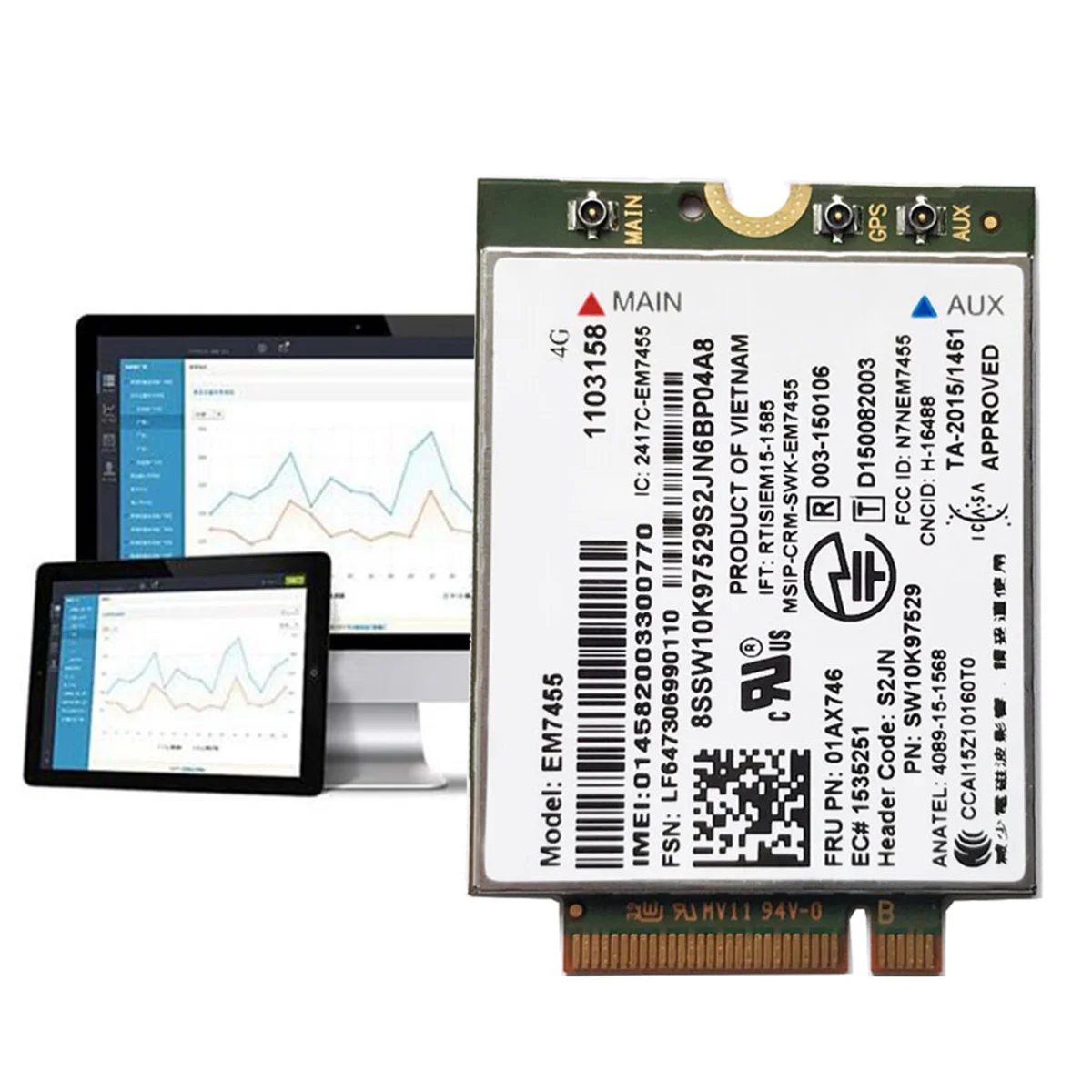 EM7455 01AX746 LTE 3G 4G Card+Antenna for Thinkpad X1 Carbon 5Th Gen X270 T470 T470S T470P T570 L570 L470 P51