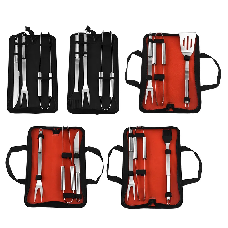 

Barbecue Kit BBQ Grill Tool Set Outdoor BBQ Cooking Tools Portable Barbecue Utensils Grill Tongs Brush Skewers Three-piece set