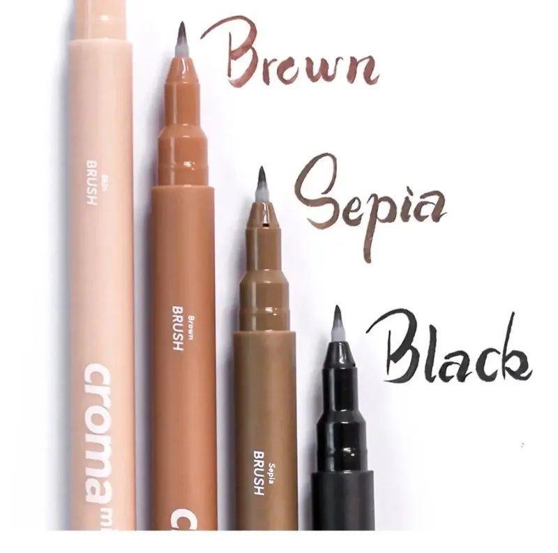 Croma Micro Fineliner Art Kalligraphie-Stifte, klassisches Set, weiche Nadelspitze, Künstler, Zeichnen, Skizzieren, Schwarz/Braun/Haut, Schreibwarenkunst – Detail 2