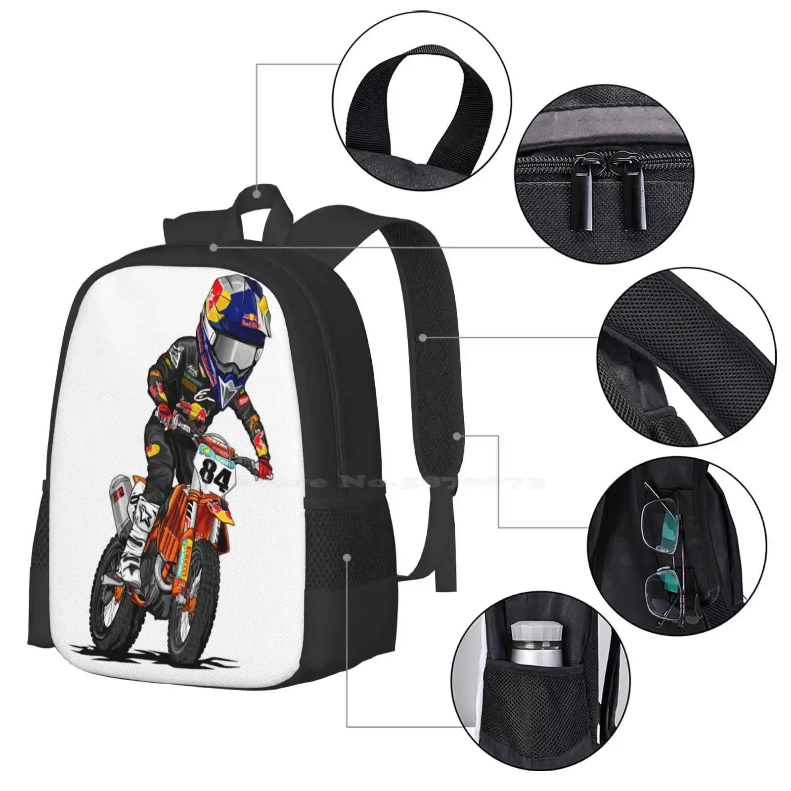 موتوكروس رايدر 84 رائجة البيع حقيبة مدرسية على ظهره حقائب الموضة موتوكروس Mx Sx Supercross #4