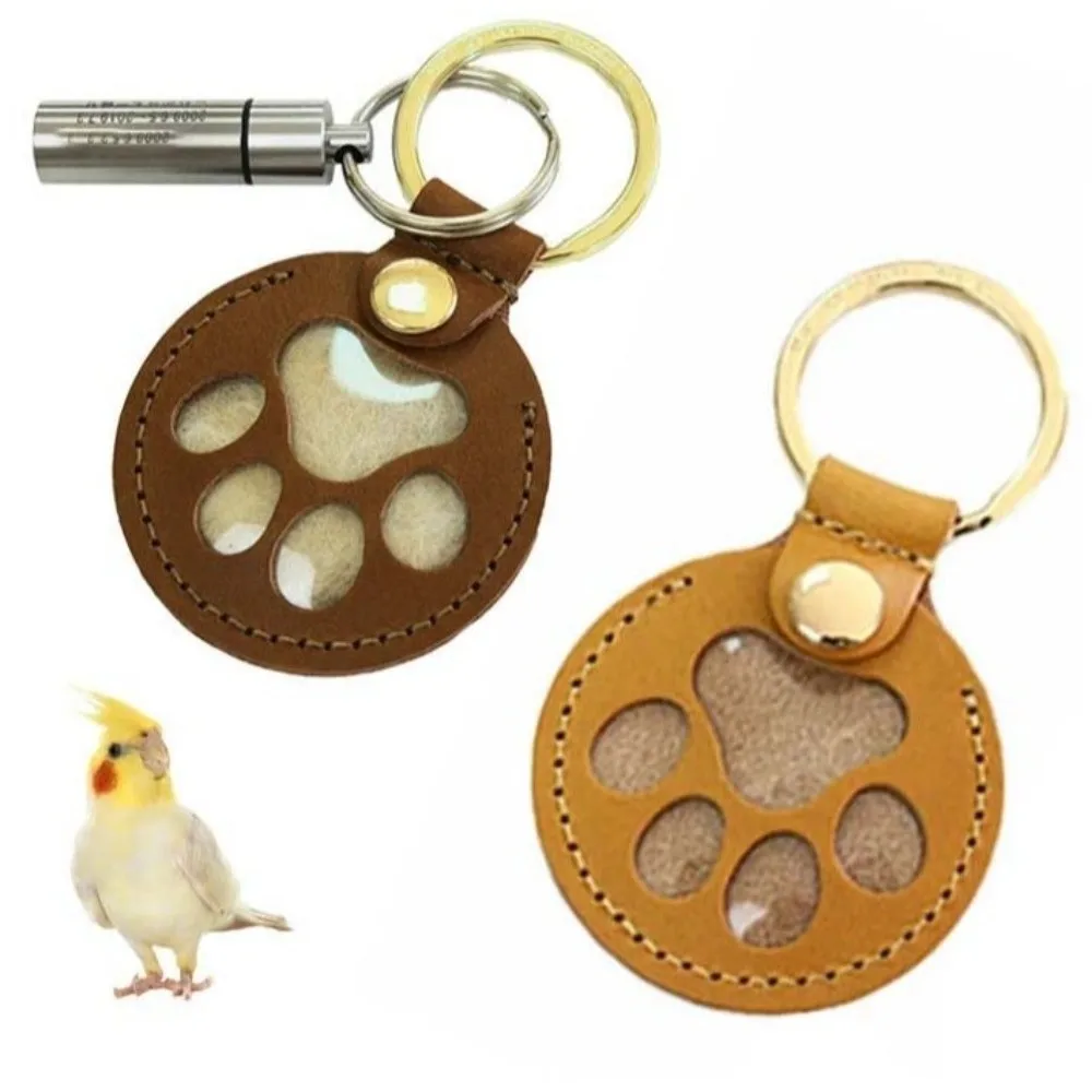 Cat Dog Claw Pet Hair Storage Bag Keyring Puppy Pet Hair Keychain PU Leather DIY Handmade Dogs Paw Pendant Pet Lovers