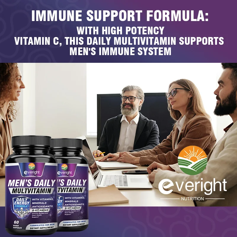 Multivitamin for Men Supplement, Immune System Health Support, with Vitamin A, B12, C & D, Daily Nutritional Support, Non-GMO