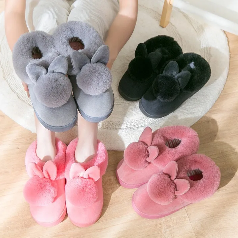 Fongimic Winter Warm Slippers for Women Practical Cotton Indoor Cotton-padded Shoes Slippers Female Floor 5 Colors Cotton Shoes