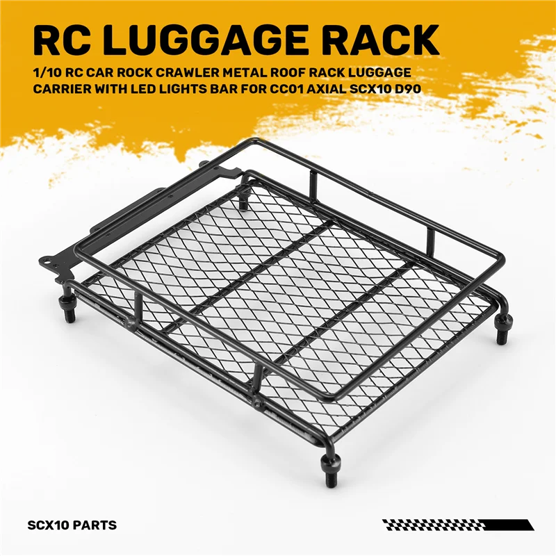 1/10 RC автомобиль Rock Crawler металлический багажник на крышу со светодиодными фонарями для TAMIYA CC01 AXIAL SCX10 D90