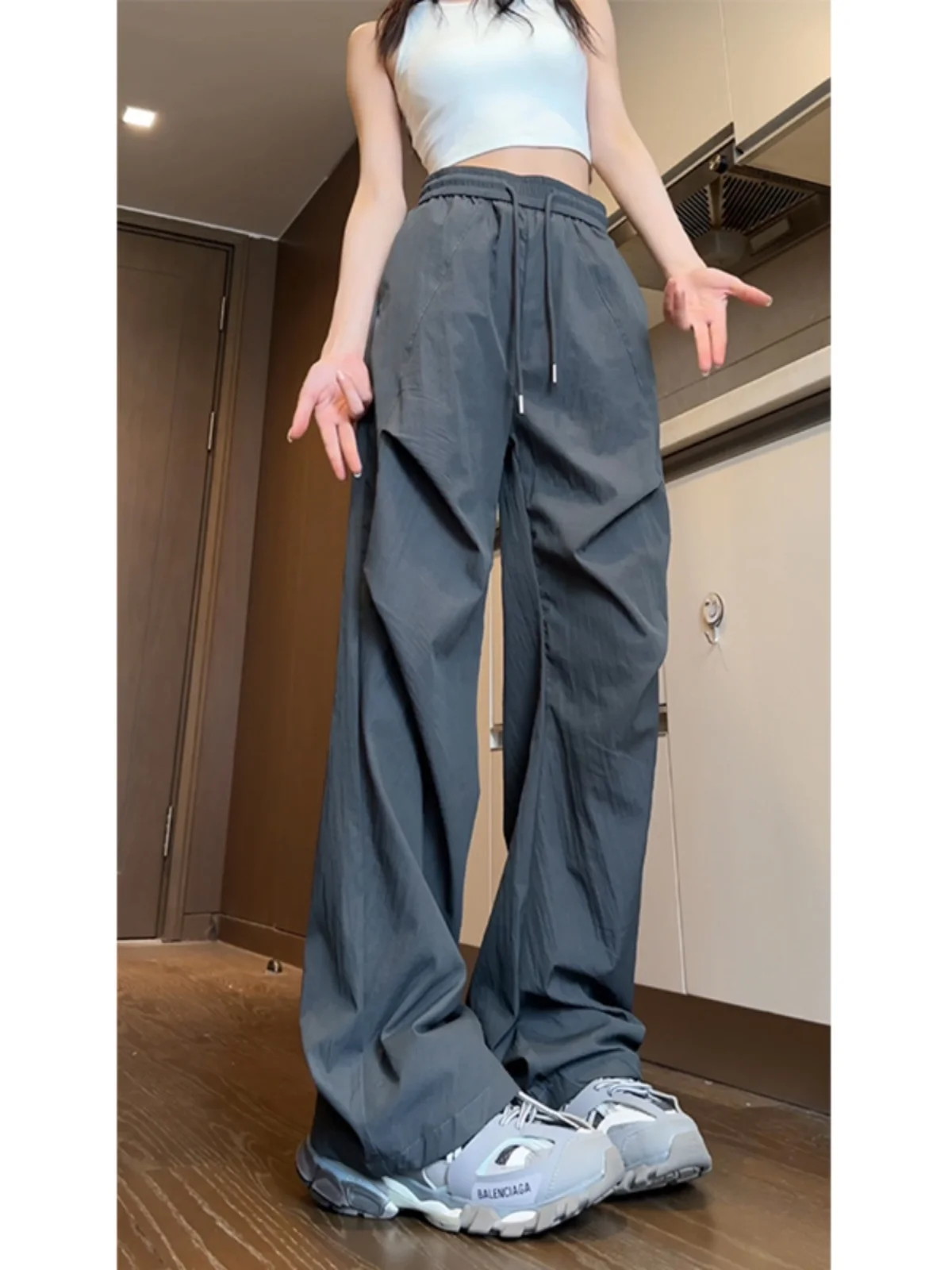 

Мужские летние повседневные брюки-карго Deep ey с плиссировкой, в американском стиле High Street, трендовые, от бренда Haome, в стиле парашютиста, рабочие брюки