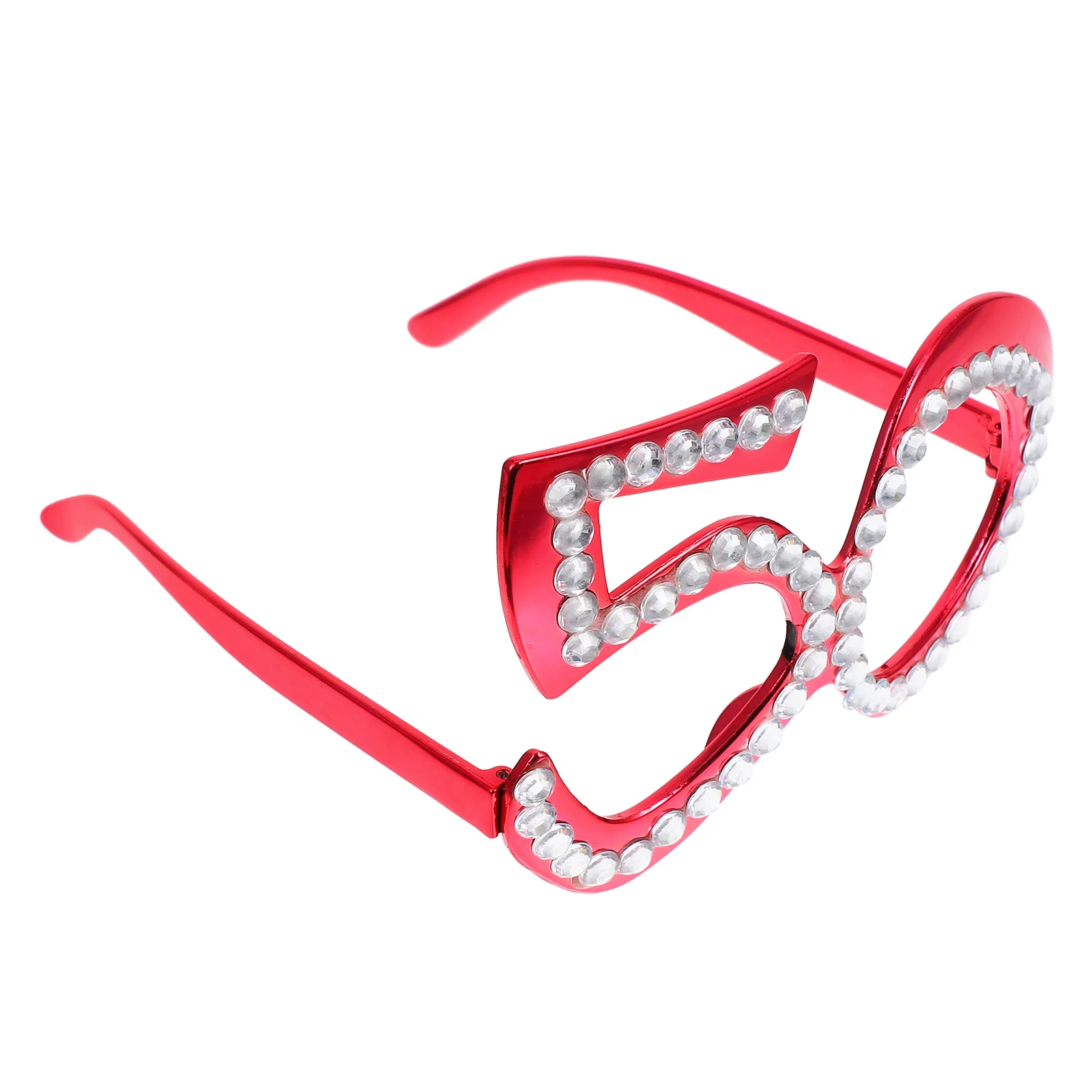 

1Pair Funny Plastic Costume Photo Booth Prop Birthday Glasses Adults Rhinestones Number 50 Design Decorative Glasses