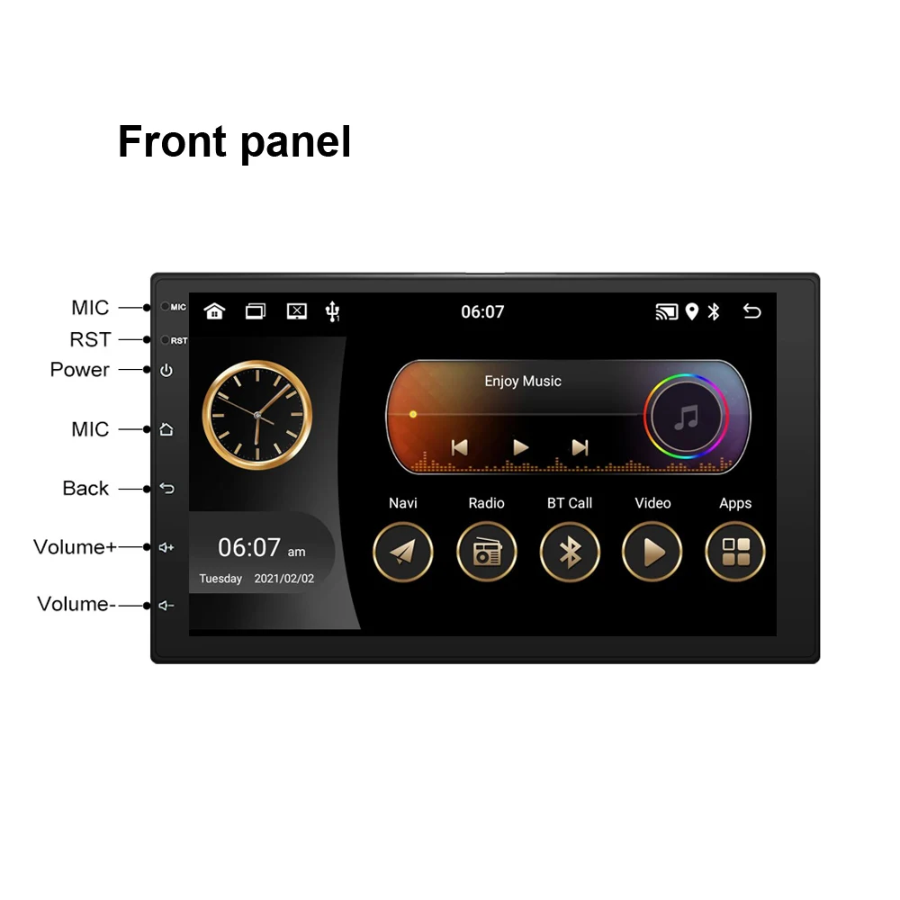 1 DIN  Universal Car Stereo Radio Android  7 Inch Touch Screen FM Quad-Core GPS Navigation Car Media Android Auto with Camera