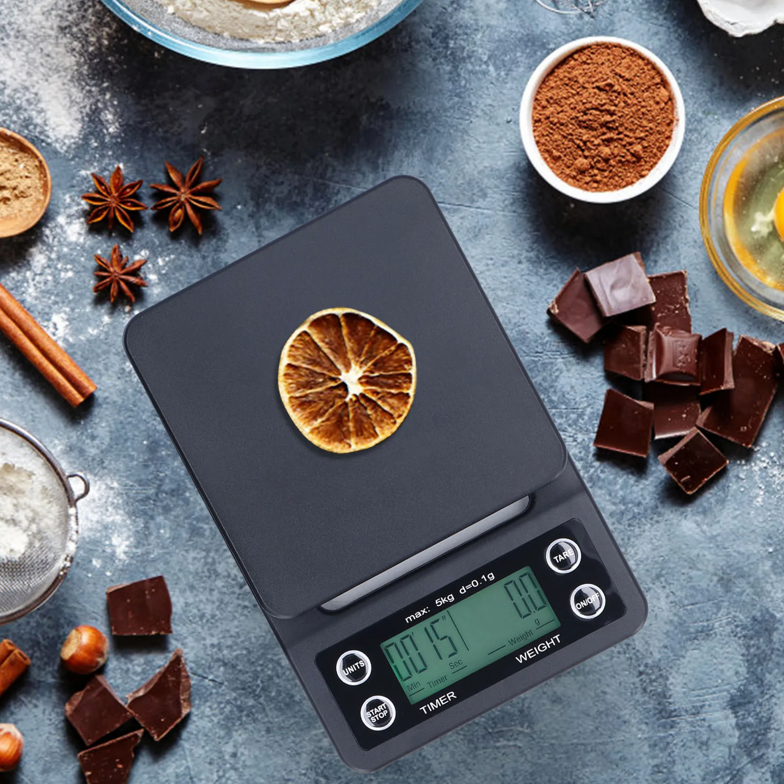 Balança de cozinha com temporizador, balança alimentar, café, casa, bar