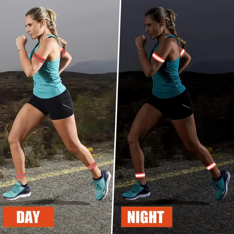 Светоотражающие ленты для запястья, эластичный защитный отражатель высокой видимости, 2 шт., светоотражающая повязка на руку, защита безопасности для ночи