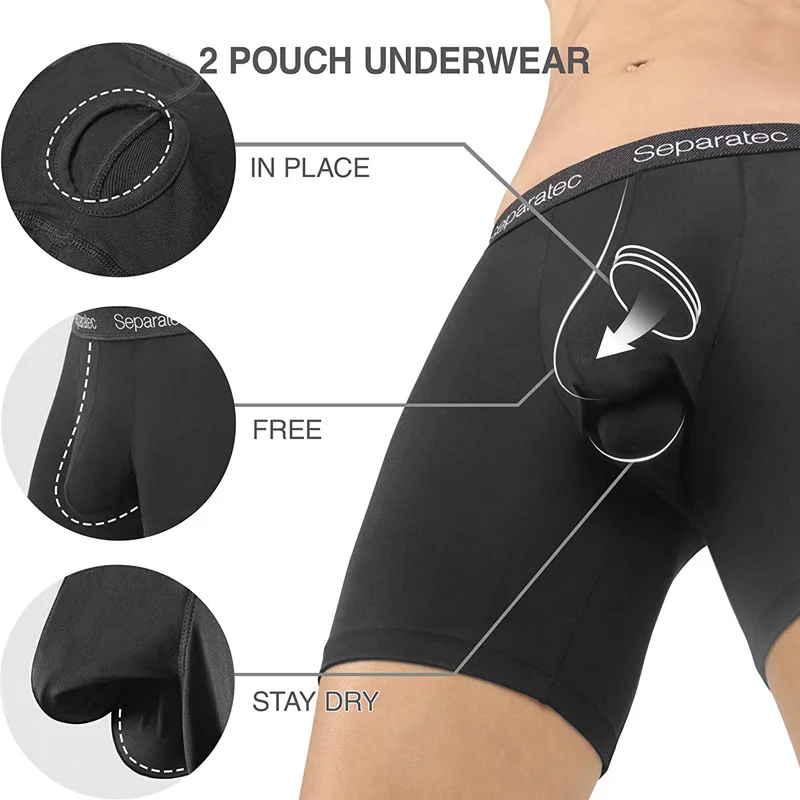 Modal Soft Separatec Boxer shorts Large Two Pouch Hole Sexy Sport Underwear