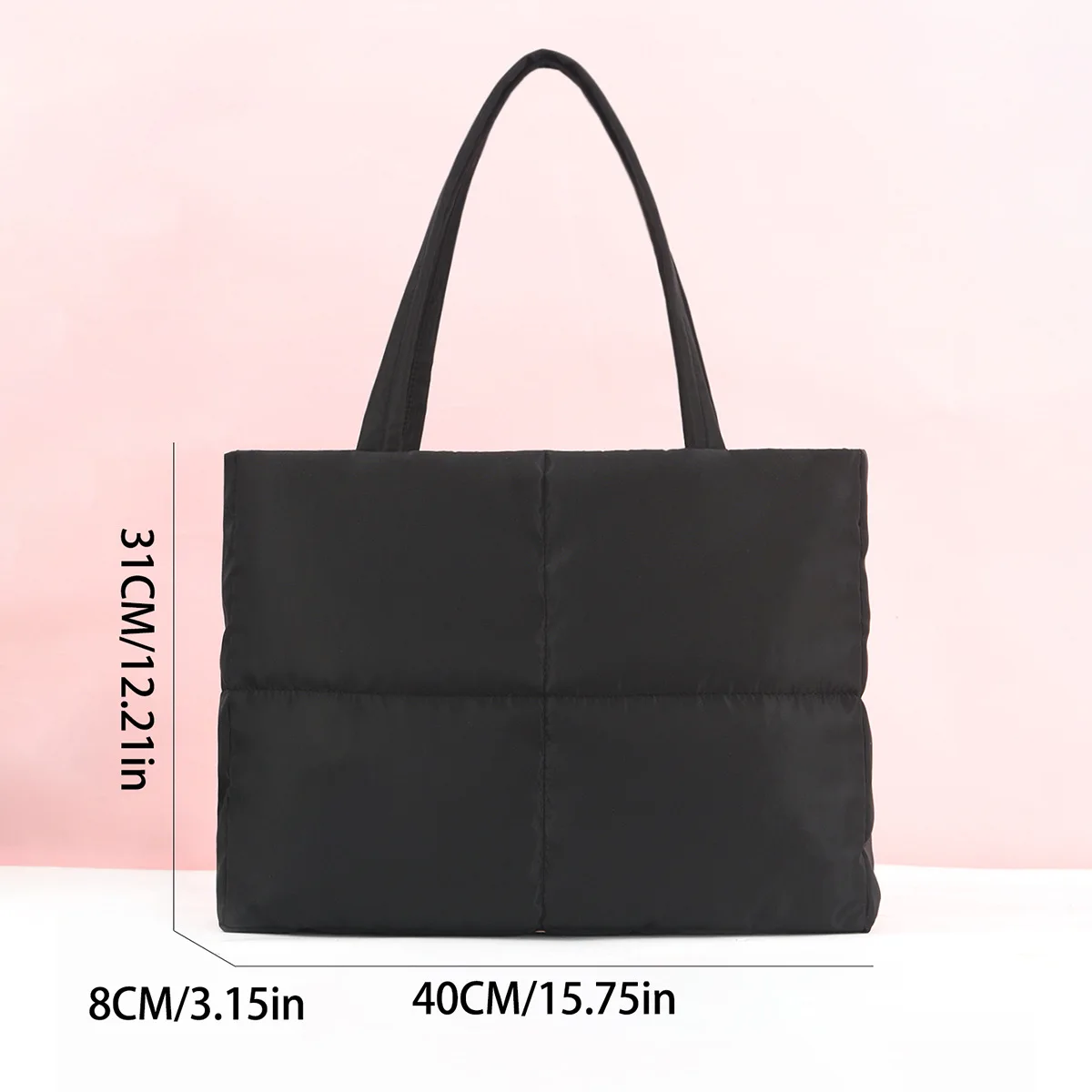 Sac fourre-tout rembourré en coton pour femmes, sac à bandoulière polyvalent de grande capacité de style bouffant, sac fourre-tout pour doudoune d'automne et d'hiver
