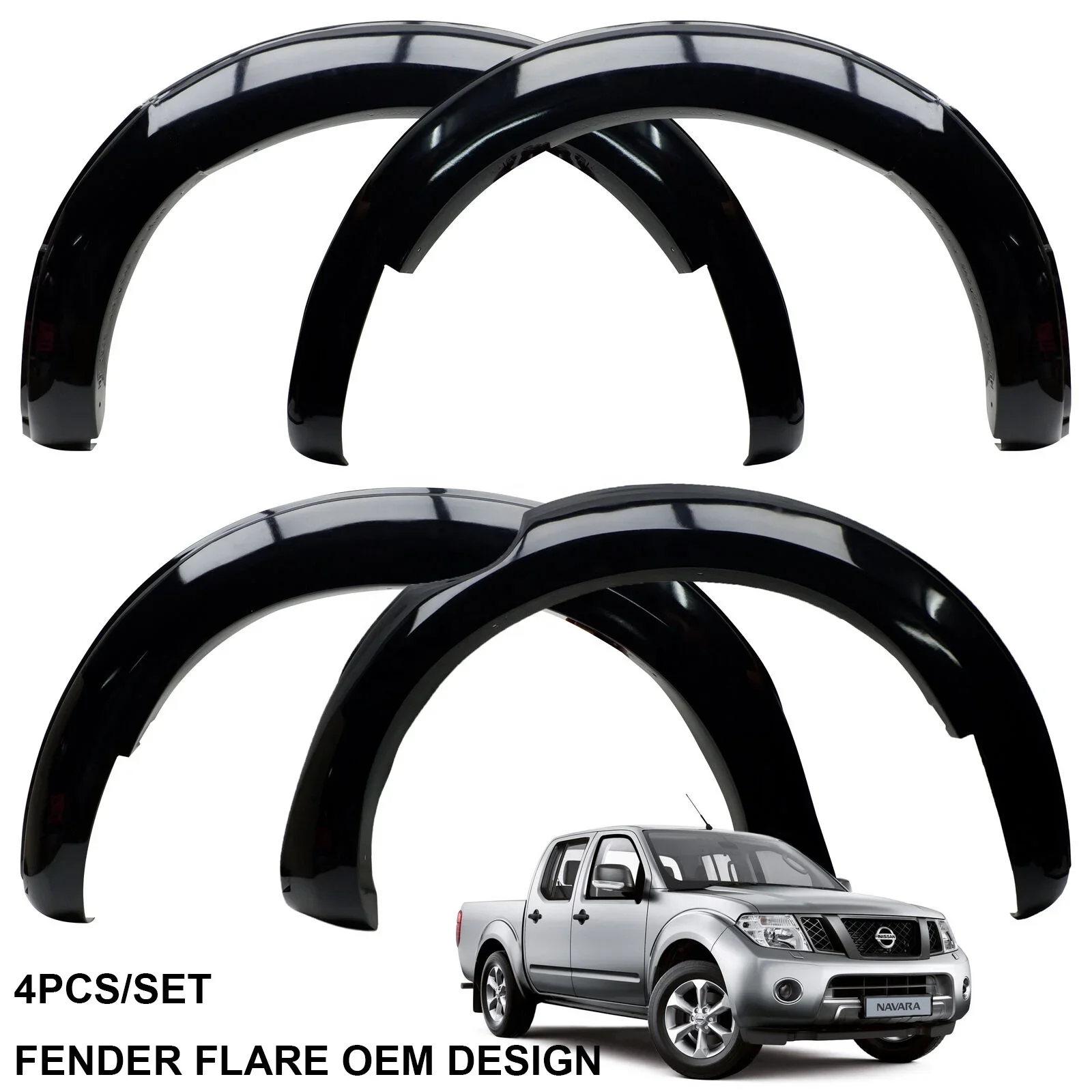 Matte Black 4 DOORS ABS Fender flare For Nissan Navara D40 2006 2007 2008 2009 Exterior Accessories Slim Fender Flare