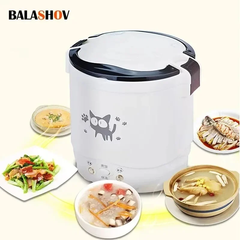 Mini panela elétrica de arroz portátil multicooker panelas de arroz domésticas 12v 24v 220v panela máquina de cozinhar panelas para carro caminhão casa