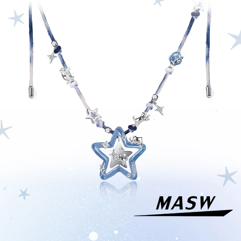 

MASW Original Design Delicate Korean Temperament Blue Star Necklace For Women Party Gifts Fashion Jewelry Popular Accessories