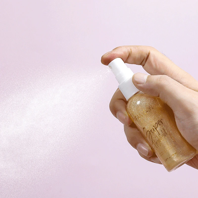 5 色のボディハイライトスプレー、防水高光沢グリッターボディゴールデンハイライトパウダーフェイス輪郭イルミネーター髪顔用