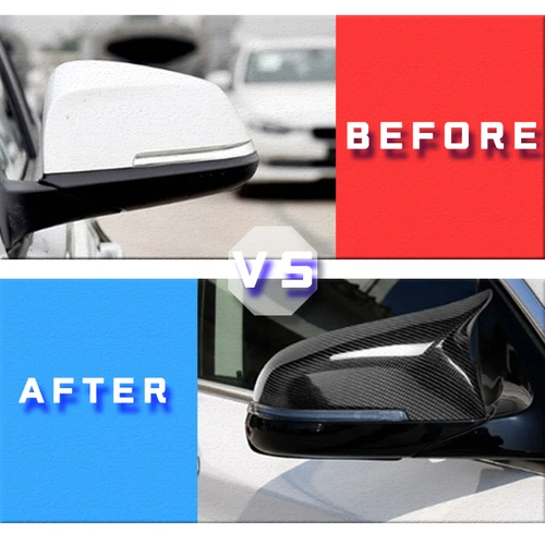 Imagen 2 del producto Tapas de cubierta de espejo retrovisor lateral de coche, color negro, con apariencia de fibra de carbono, para BMW 5 6 7 Series F10 F11 F18 F07 F12 F13 F06 F01 F02 LCI