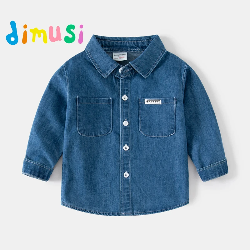 Autumn Kids Denim Shirt Outdoor Casual Cotton Breathable Lapel Boy's Tops Fashion slim long Sleeved Shirt Children's Clothing