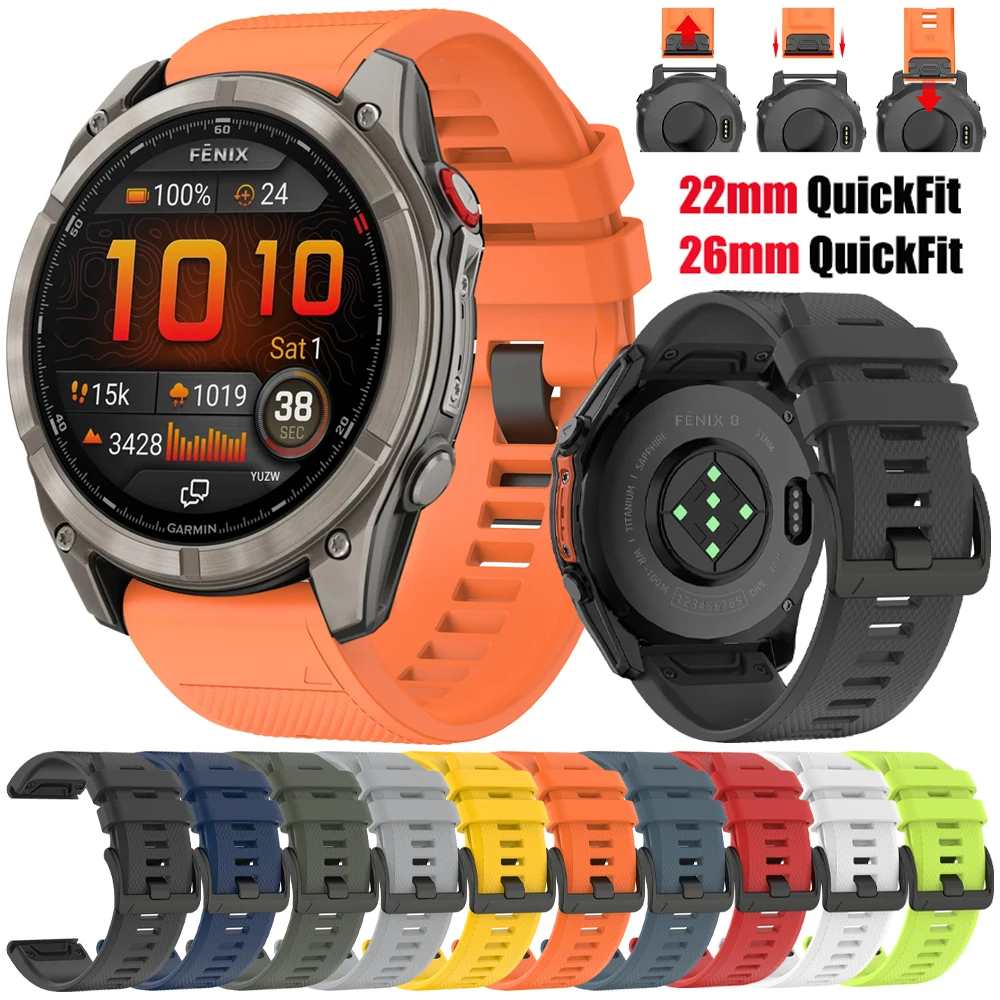 22mm 26mm Silikon Armband Für Garmin Fenix 8 8Pro E 7 7X 6 6X 5 5X strap Tactix 8 7 Pro Descent G2 Mk3/2/2i Quickfit Armband