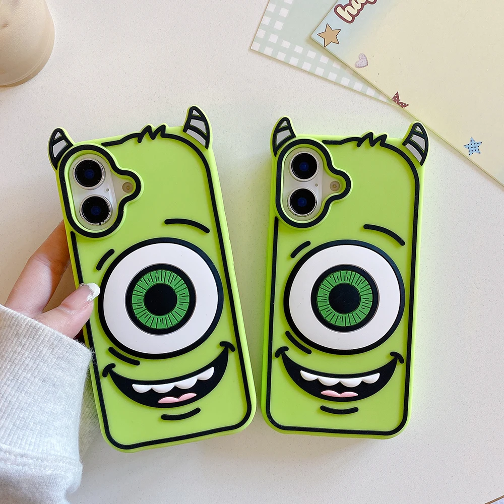Lustige Monster Weiche Silikon-Handyhülle für iPhone 16 15 Pro Max 14 13 12 Pro Max 11, niedliche 3D-Cartoon-stoßfeste Rückseite – Detail 1