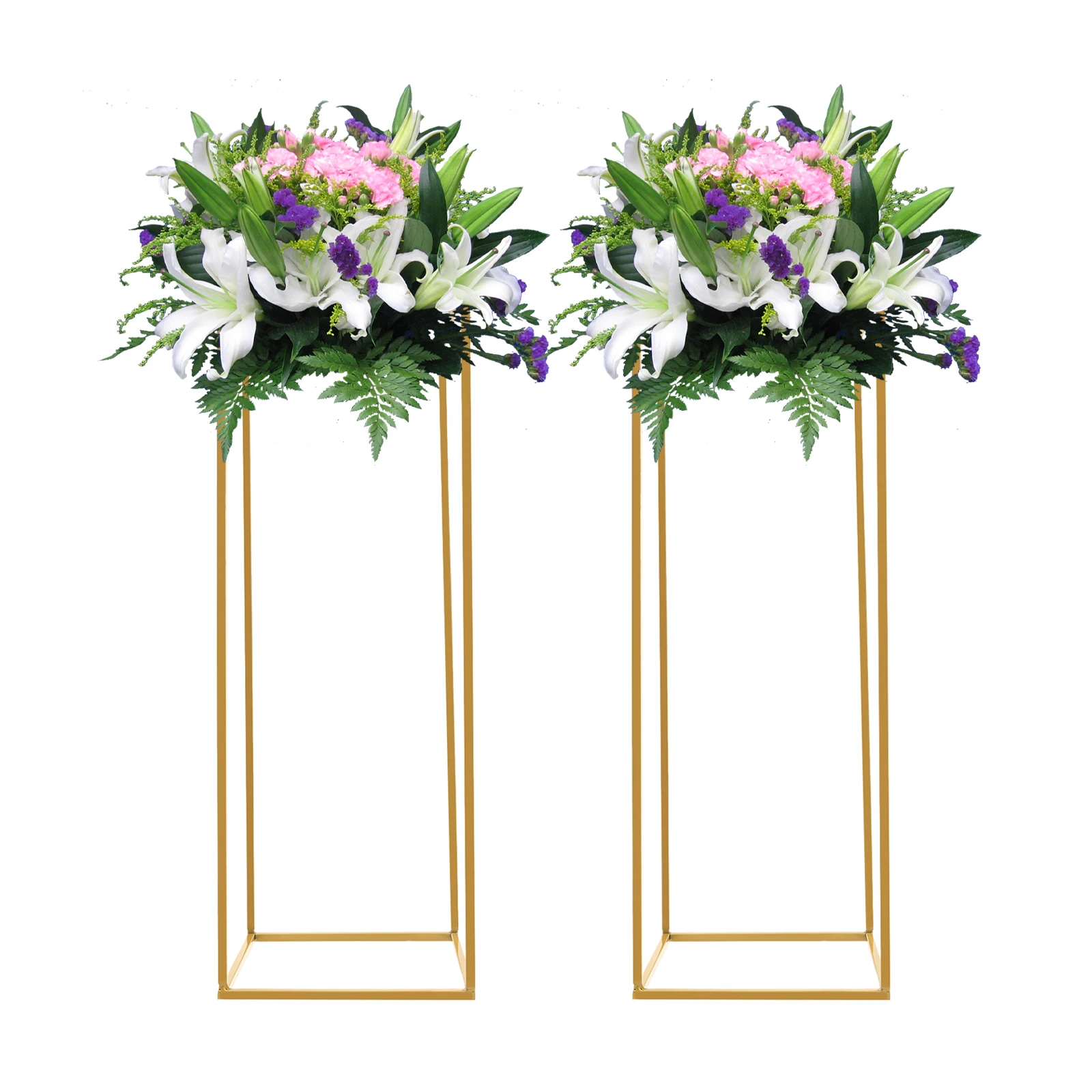 Wedding Flower Stand, Gold Iron Floral Rack, Rectangular Shape, Stable and Stylish Floor Standing Design, Modern Geometric