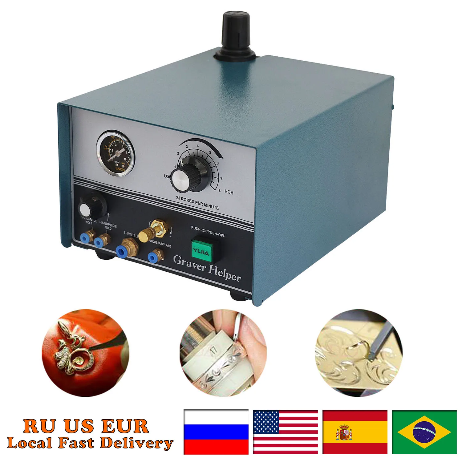 Jewelry Pneumatic Impact Engraving Machine GraverMate Jewelry Engraver Single Ended Hand Graver Jewelry Making Equipment