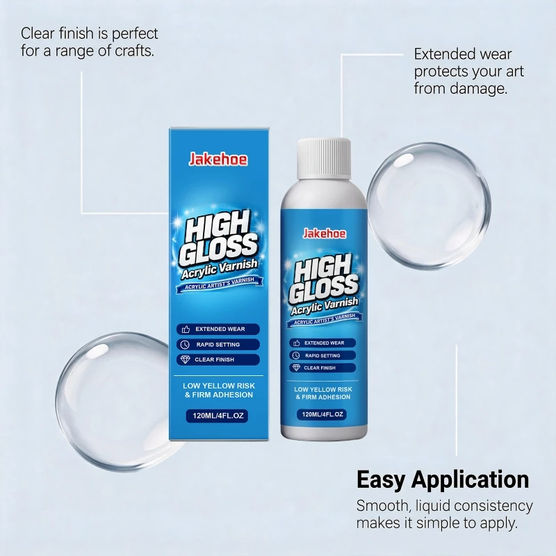 Acrylic Artist Varnish, Clear Gloss Finish for Artwork Finishing, Easy Spread Painting Varnish for Art Projects and H8WD