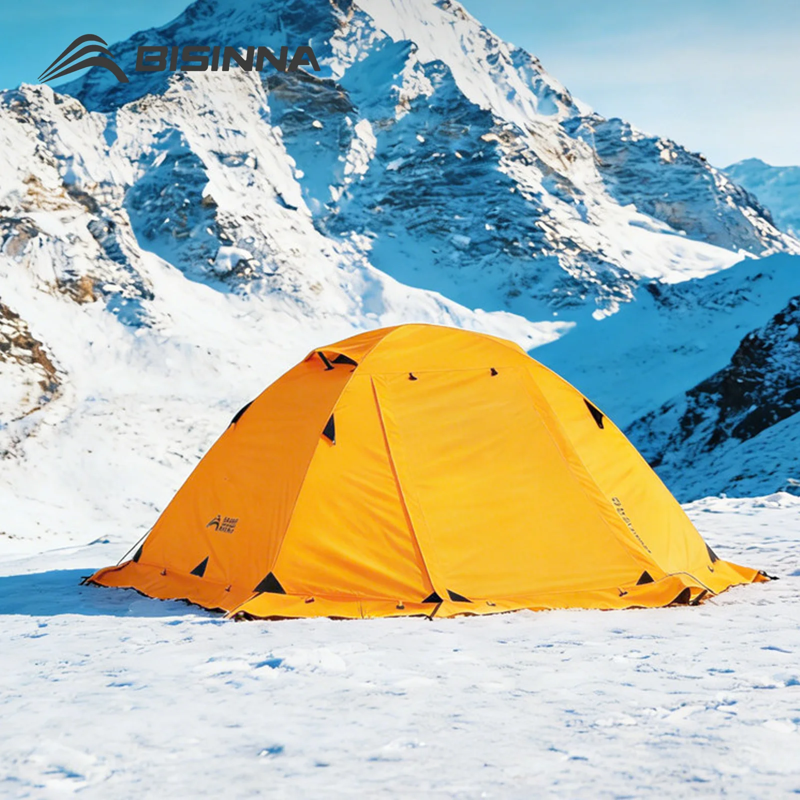 BISINNA 4 Season Camping Tent With Snow Skirt 2 Person Double Layer Aluminum Pole Tent for Outdoor Backpack Picnic Hiking