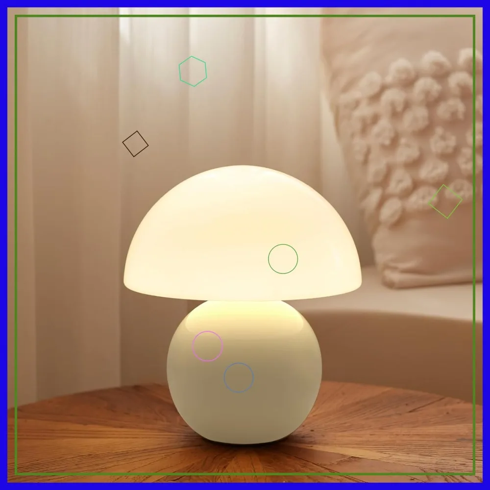 

Mushroom Lamp Table Lamp for Bedroom, Desk Bedside Small Lamps for Living Room Night Stands, Cute Mini Modern Mid Century Decor