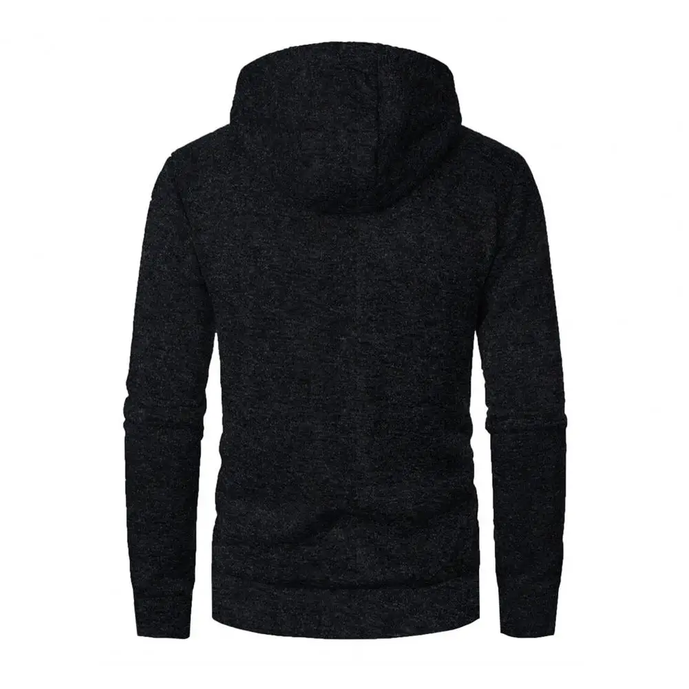 

Versatile Men Coat Men's Hooded Drawstring Casual Jacket with Zipper Closure Pockets Solid Color Loose Fit Sport for Everyday