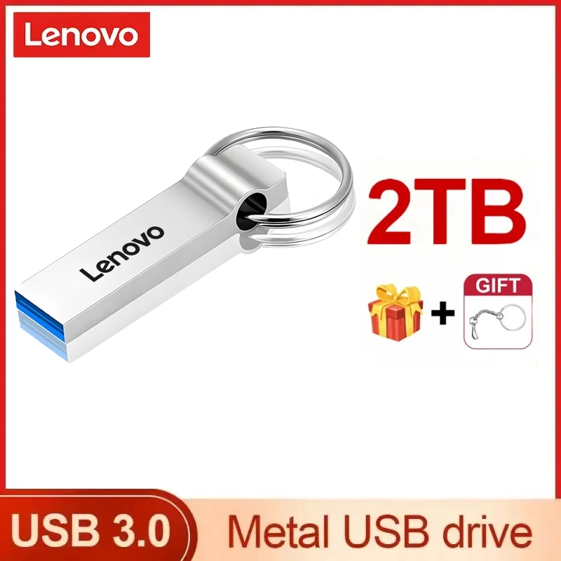 Lenovo Pen Drive 2TB Speicher tragbare wasserdichte U-Disk Hochgeschwindigkeits-USB 3,0 Daten übertragung Metall USB-Flash-Laufwerk mit Schlüssel ring