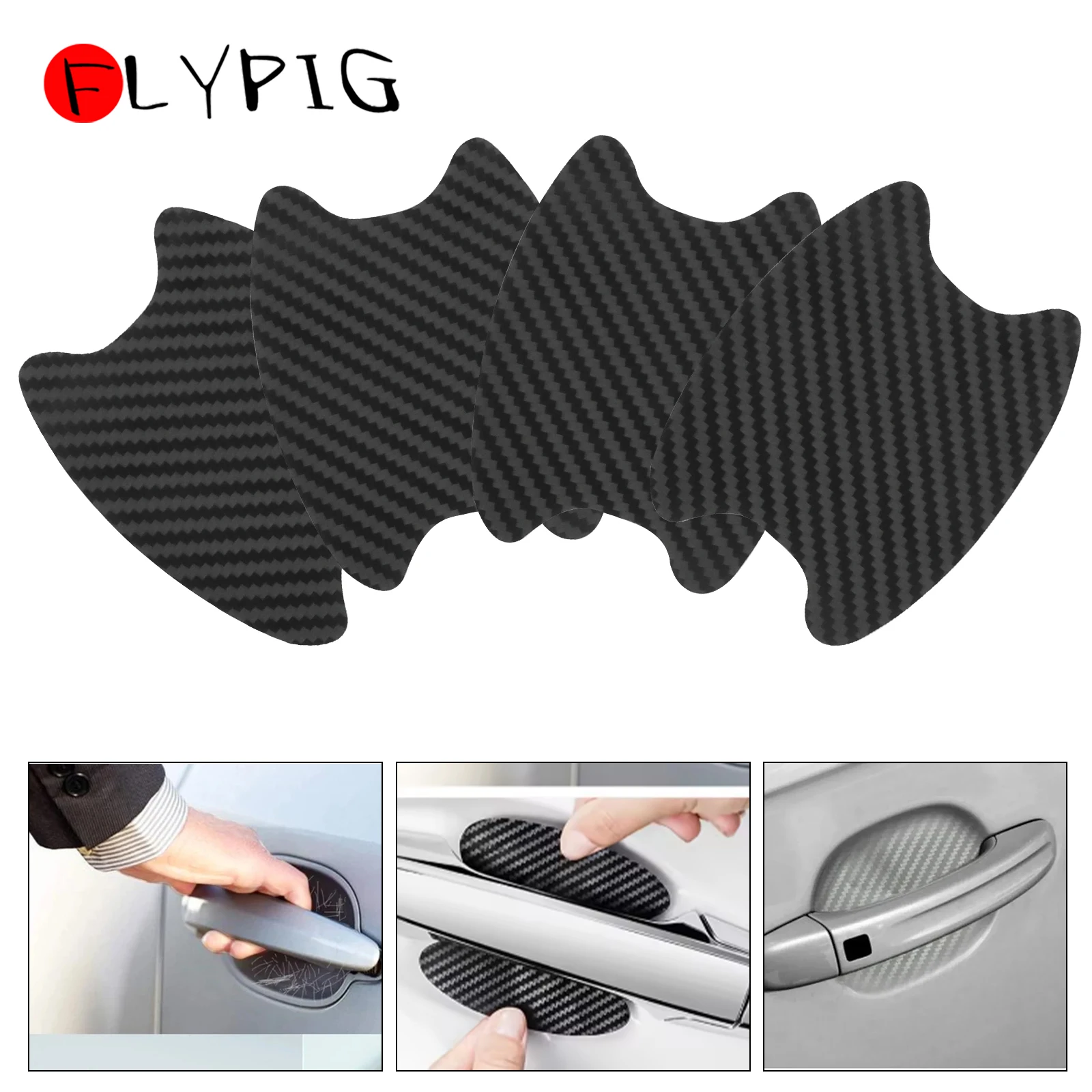 

4 шт./компл., наклейка на дверь автомобиля, углеродное волокно, устойчивая к царапинам крышка, защитная пленка для автоматической ручки, внешний Стайлинг, автомобильные аксессуары