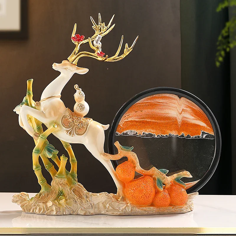 Painting Fortune Deer Decoration Entry Luxury Home Living Room Entrance TV Cabinet Decorations Moving into the New House Gift