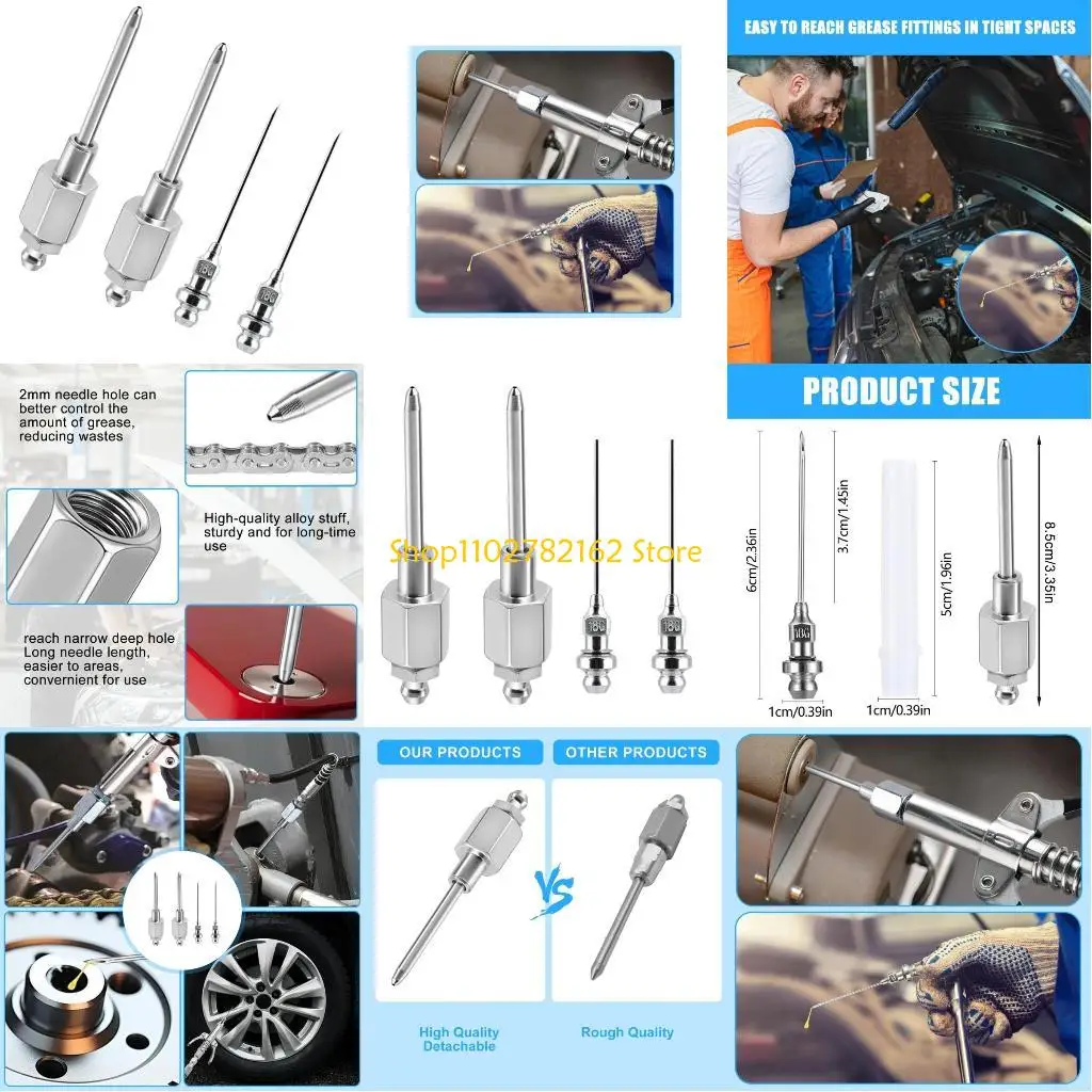

547B Professional Grease Injector Needle with 4 Steel Dispensers Suitable for Machinery Maintenance Mechanic & Automotive Use