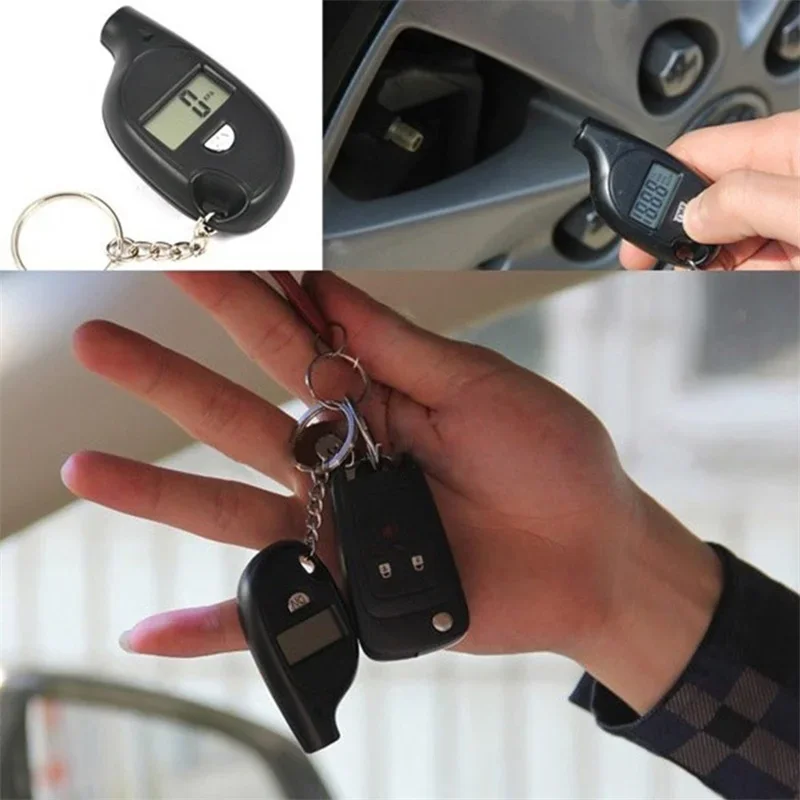 Mini Keychain Style Tire Gauge Digital Lcd Display Car Tire Air Pressure Tester Meter Auto Car Motorcycle Tire Safety Alarm New