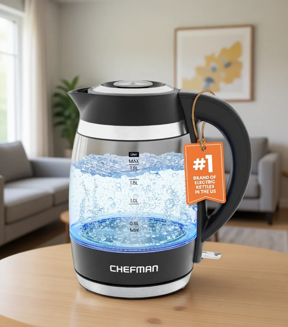 

1500W 1.8L Electric Glass Kettle Fast Boil Auto Shut Off Cool Touch Handle Removable Lid Easy Clean BPA Free