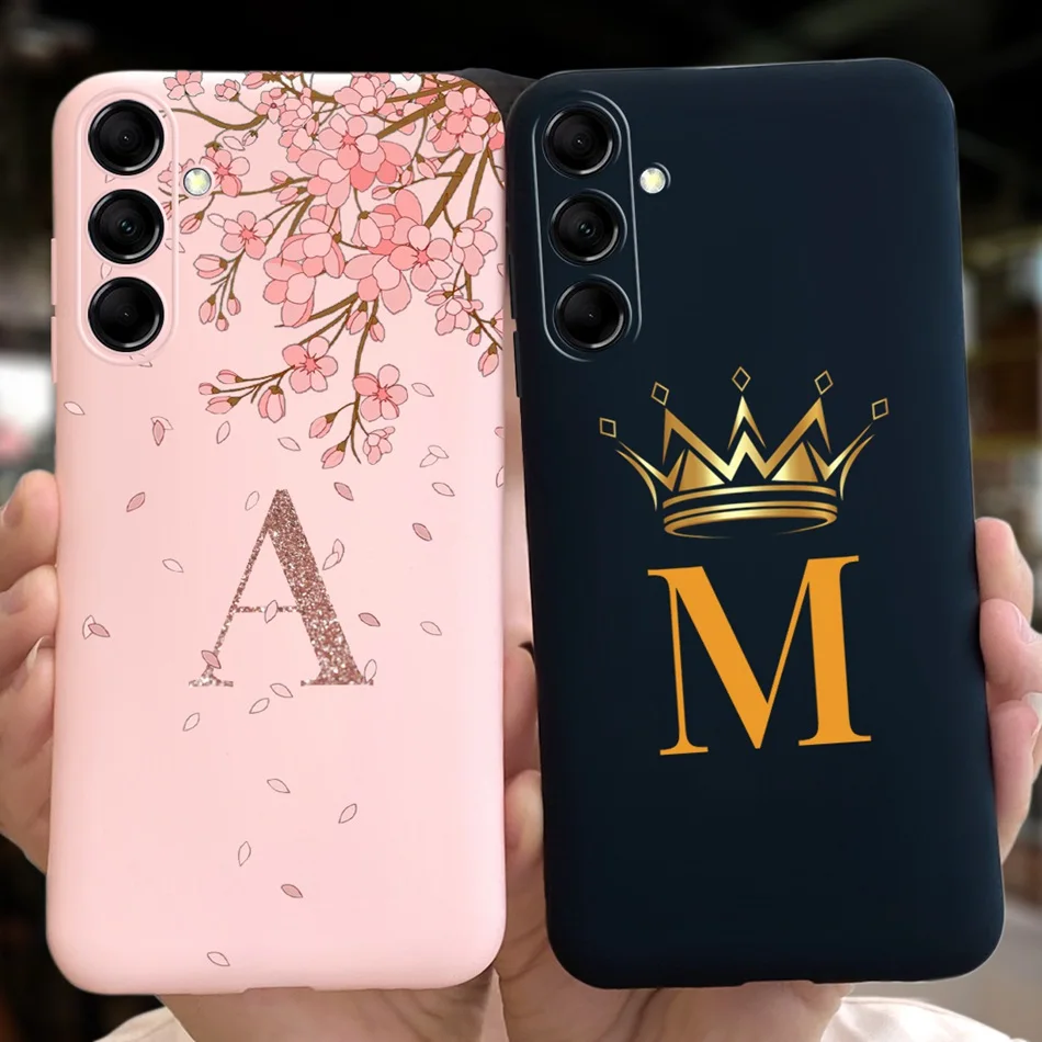 For Samsung Galaxy M54 F54 5G Phone Case 2023 Fashion Crown Sakura Initial Letter Soft Silicone Cover For Samsung M54 F54 M546B