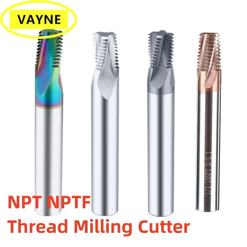 1PCS CNC 60HRC Tungsten Steel American Taper Pipe Thread Milling Cutter NPT NPTF 1/16 1/8 1/4 3/8 1/2 3/4-27 18 14 mills 1