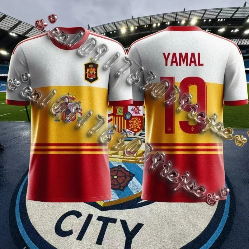 

2025 Hot Spain Jerseys Yamal Football Training Jerseys 3D Printed Fast Dry Team Large Size Children's Boys Clothing Top Shirt
