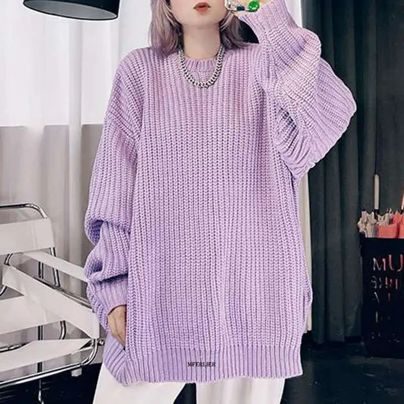 Size 6XL 150kg Winter Knitted Sweater O Neck Long Sleeve Loose Women Sweater Vintage Sweaters Sweet Women Pullover