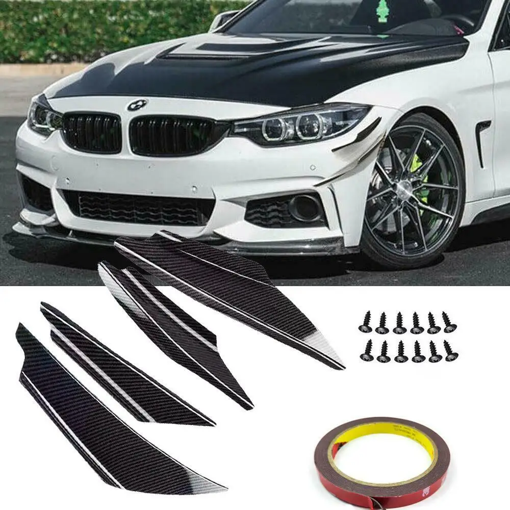 Front Bumper Canard Diffuser Splitter Fins Valence Spoiler Body Kit Universal For BMW G20 F10 F30 F31 F32 F33 Car Accessories