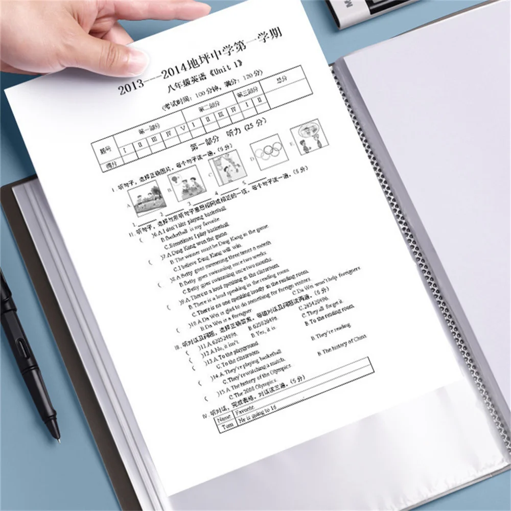كتاب عرض مجلد ملف A4 ، ورق إدراج شفاف للمستند ، حقيبة منظم ، لوازم القرطاسية المدرسية والمكتبية