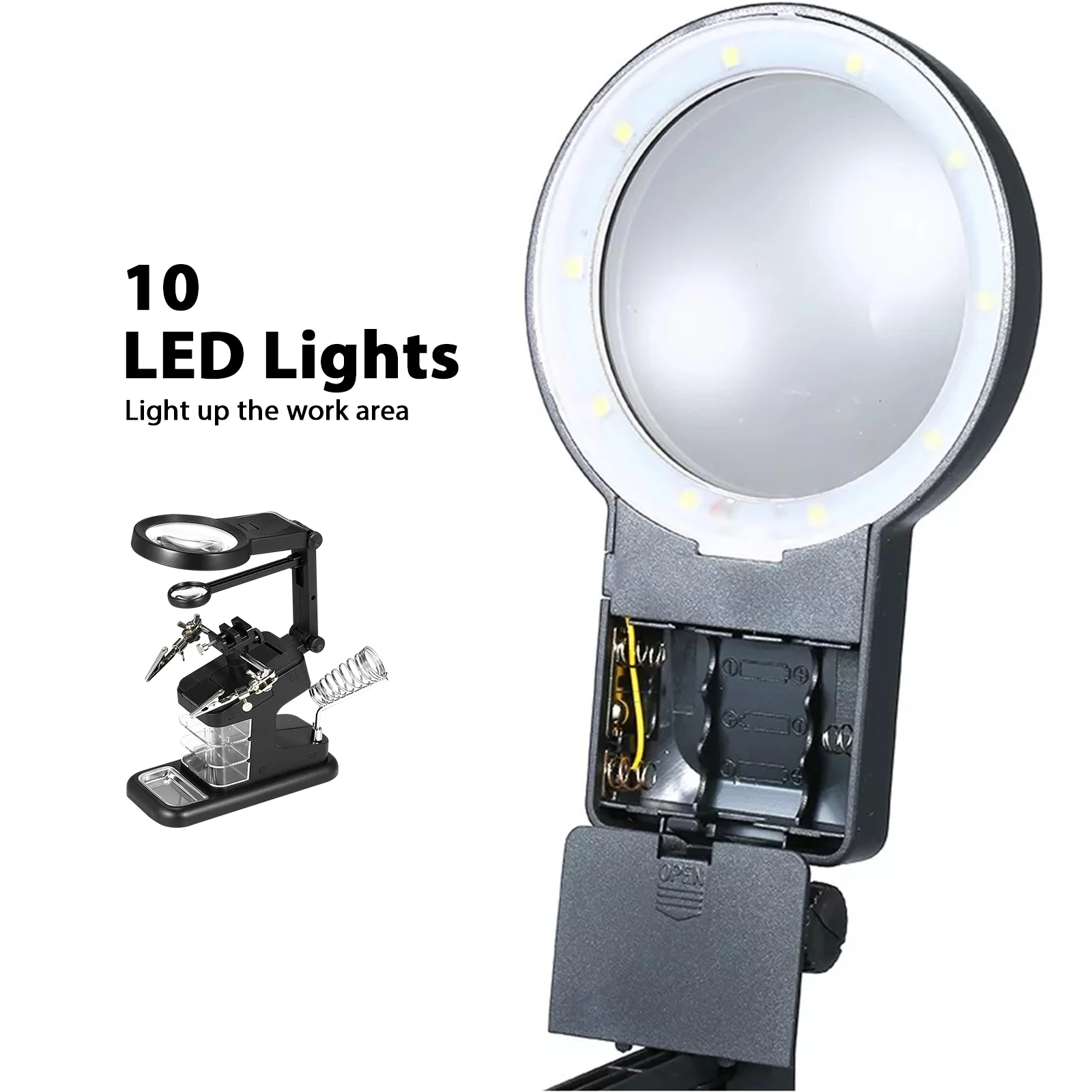 USB Welding Clamp Electronics Hand Magnetic Helping Hands Tool LED Desk with Abs Craft Light