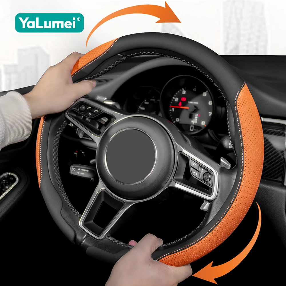 

Universal Car Steering Wheel Anti-wear Protective Cover Nappa Leather Texture Anti-scratch Sweat-absorbing Case Non-slip Parts