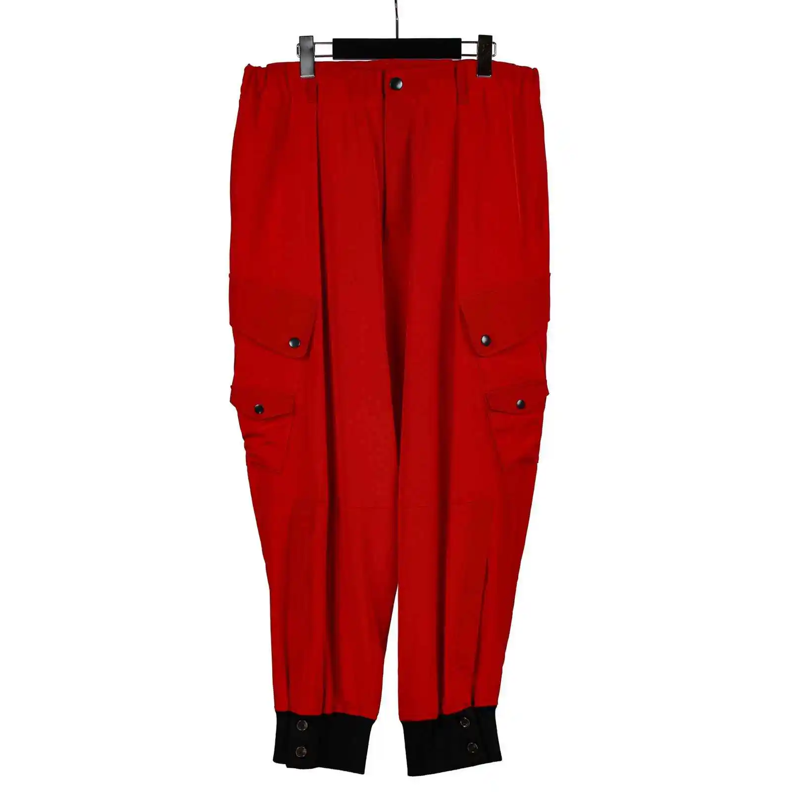 

TOP-YAMAMOTO японский оригинальный дизайн, темно-нишевые большие красные брюки прямого кроя с несколькими карманами и маленькими штанинами