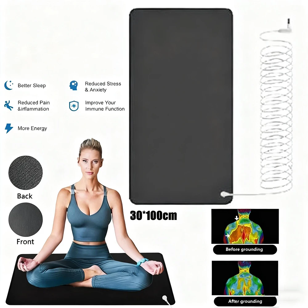 

30*100 см комплект заземляющих ковриков, универсальный заземляющий коврик с заземляющим проводом для энергетического баланса, улучшения сна, йоги, подушки для релаксации
