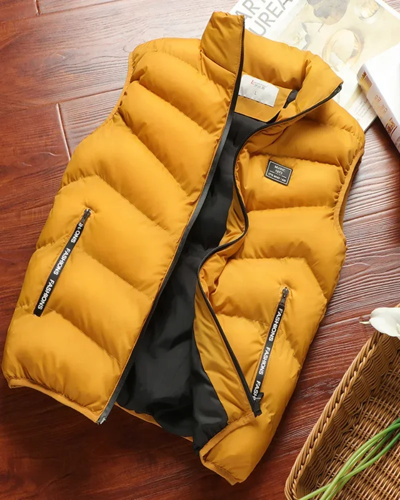 New Vests Puffer Sleeveless Coats Mens Solid Color Down Vest Jacket Winter Warm Vest Jacket Men Waistcoat Windbreaker ZL524