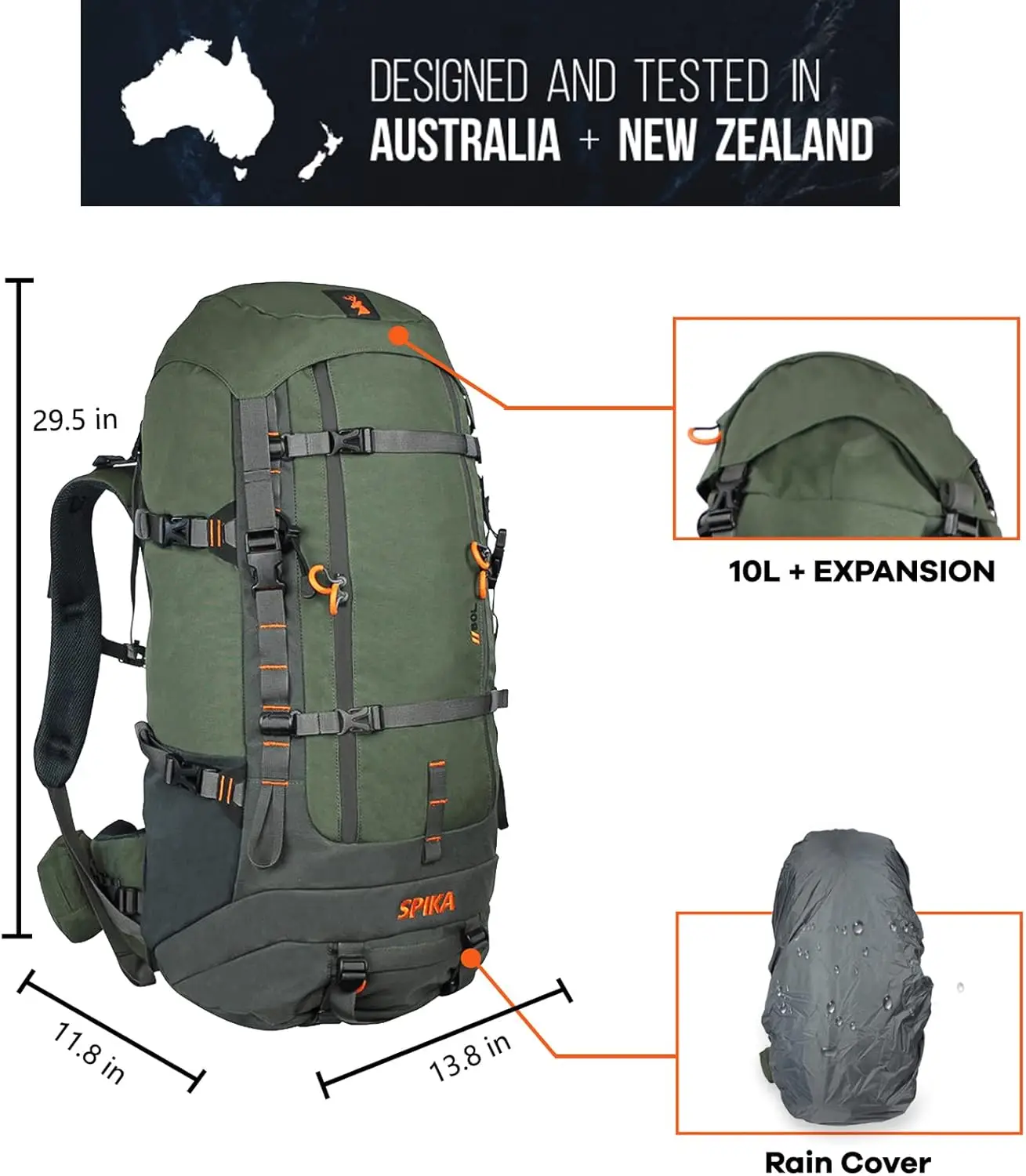 Hunting Backpacks for Men,Internal Frame Hunting Pack with Rifle Holder,40L/80L + Extendable Capacity for Bow Rifle Gun