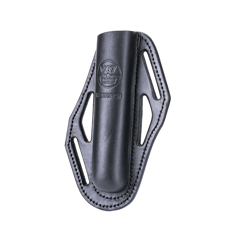 NEXTORCH V68 Portable Baton Genuine Leather Holster Fits Belt Width 50mm Suitable for Diameter within 30mm Baton,Black and Brown